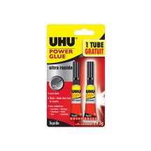 UHU Colle instantane POWER GLUE ultra rapide liquide, 3 g