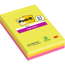 Post-it Bloc-note Super Sticky Notes, ligné, 101 x 152 mm