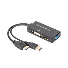 DIGITUS Convertisseur HDMI 3 en 1, HDMI - DP+DVI+VGA, 0,2 m