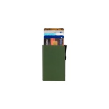 CLICKSAFE Porte-cartes avec bouton-poussoir & RFID, argent
