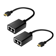 LogiLink Kit d'extension HDMI via LAN, pigtail, 30 m, noir