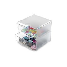 deflecto Boîte de rangement Cube, 2 tiroirs, cristal
