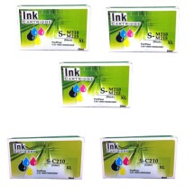 Pack 5 cartouches compatible Samsung INK-C210 + INK-M210/M215 (3 NOIR + 2 COULEUR)