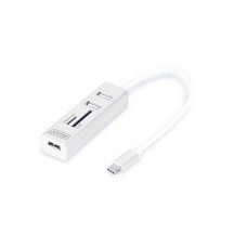 DIGITUS Hub USB-C stéréo OTG 3 ports / lecteur de cartes SD