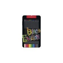 FABER-CASTELL Crayon de couleur Black Edition, étui de 12